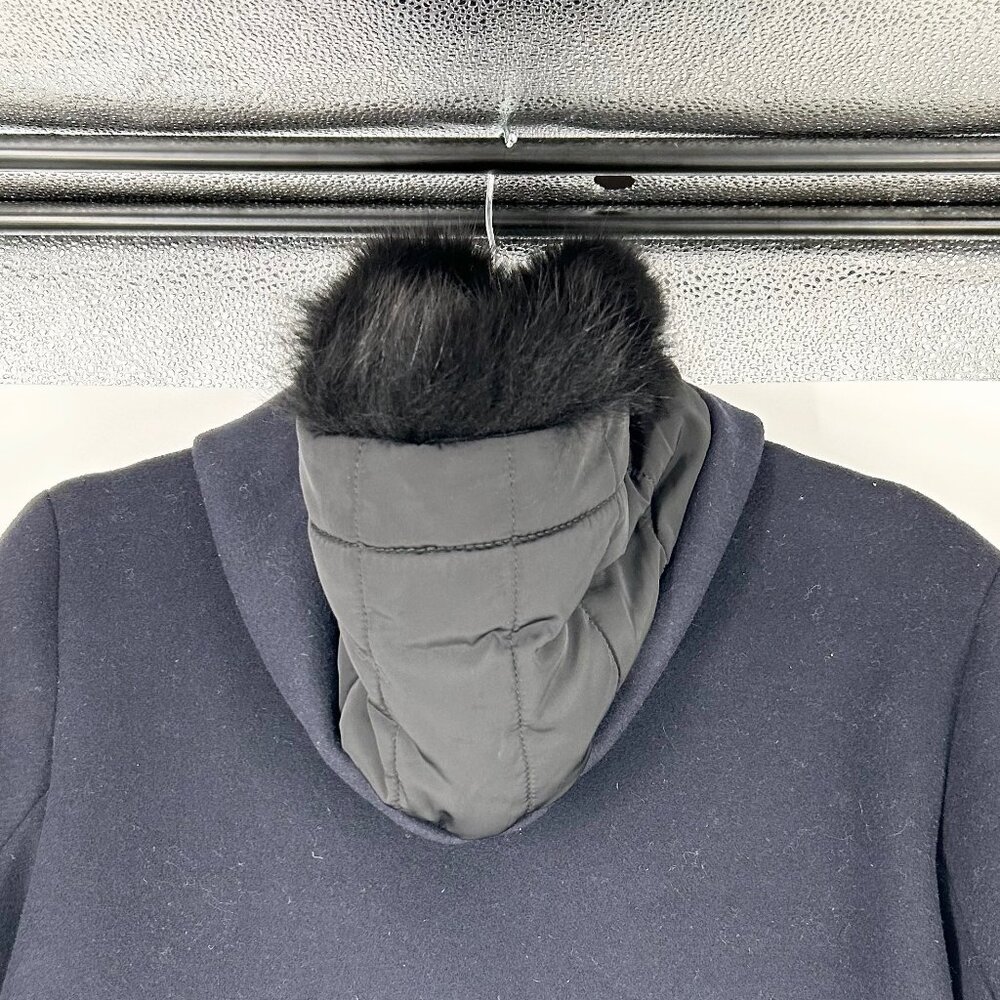 Sandro Brina Mixed Media Wool Blend Coat with Fox Fur Trim - Picture 4 of 10